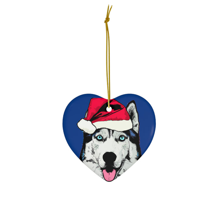 Siberian Husky Ceramic Heart Ornament