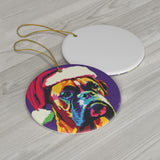 Boxer Ceramic Heart Ornament