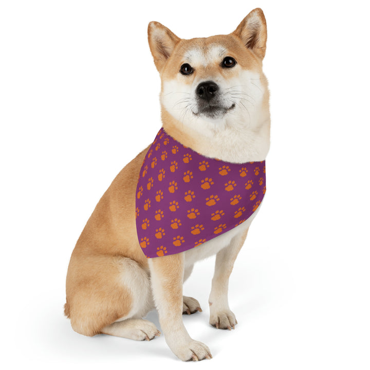 Mauve and Orange Paws Collar Bandana