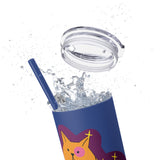 Meowy Star Skinny Tumbler with Straw