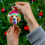 Beagle Ceramic Heart Ornament