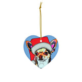 Chihuahua Ceramic Heart Ornament