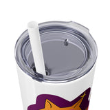 Meowy Star Skinny Tumbler with Straw