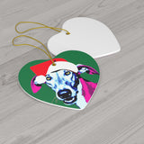 Grey Hound Ceramic Heart Ornament