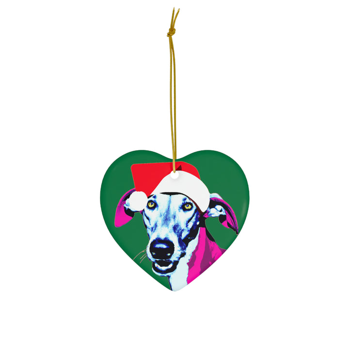 Grey Hound Ceramic Heart Ornament