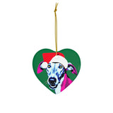 Grey Hound Ceramic Heart Ornament