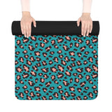 Hot Teal Leopard Rubber Yoga Mat