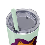 Meowy Star Skinny Tumbler with Straw