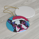 Boston Terrier Ceramic Heart Ornament