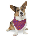 Mauve and Orange Paws Collar Bandana