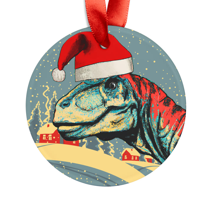 Here Comes Dino Claus Ornament with Ribbon