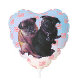 Pugs and Kisses Balloon (Round and Heart-shaped), 11"