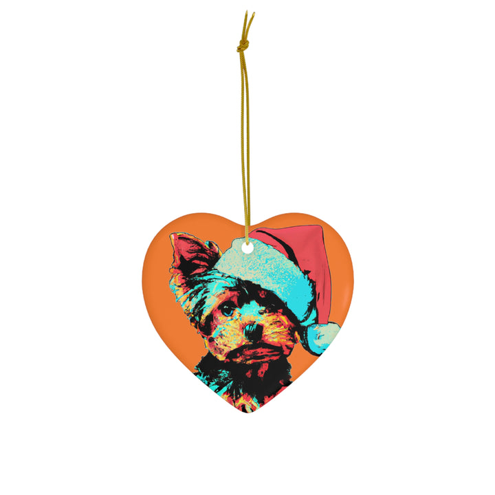 Yorkshire Terrier Ceramic Heart Ornament