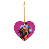 Dachshund (Short Hair) Ceramic Heart Ornament