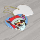 Chihuahua Ceramic Heart Ornament