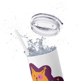 Meowy Star Skinny Tumbler with Straw