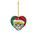 Grumpy Cat Ceramic Heart Ornament