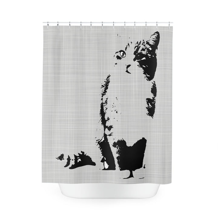 B/W Cool Cat Shower Curtain