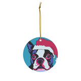 Boston Terrier Ceramic Heart Ornament