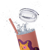 Meowy Star Skinny Tumbler with Straw