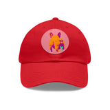 Frenchie Butt Dad Hat with Leather Patch