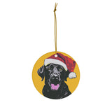 Chocolate Labrador Ceramic Heart Ornament