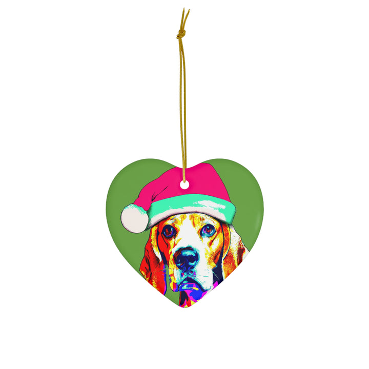 Beagle Ceramic Heart Ornament