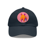 Frenchie Butt Dad Hat with Leather Patch