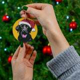 Chocolate Labrador Ceramic Heart Ornament