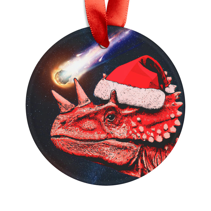 Meteor Extinction Dino Ornament with Ribbon