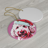 Golden Doodle Ceramic Heart Ornament