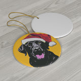 Chocolate Labrador Ceramic Heart Ornament