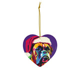 Boxer Ceramic Heart Ornament