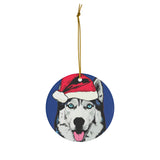 Siberian Husky Ceramic Heart Ornament