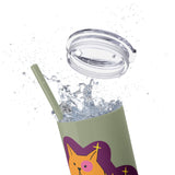 Meowy Star Skinny Tumbler with Straw