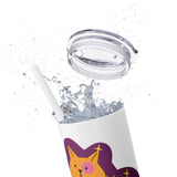 Meowy Star Skinny Tumbler with Straw