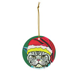 Grumpy Cat Ceramic Heart Ornament