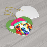 Beagle Ceramic Heart Ornament