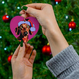 Dachshund (Short Hair) Ceramic Heart Ornament