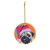 Pug Ceramic Heart Ornament