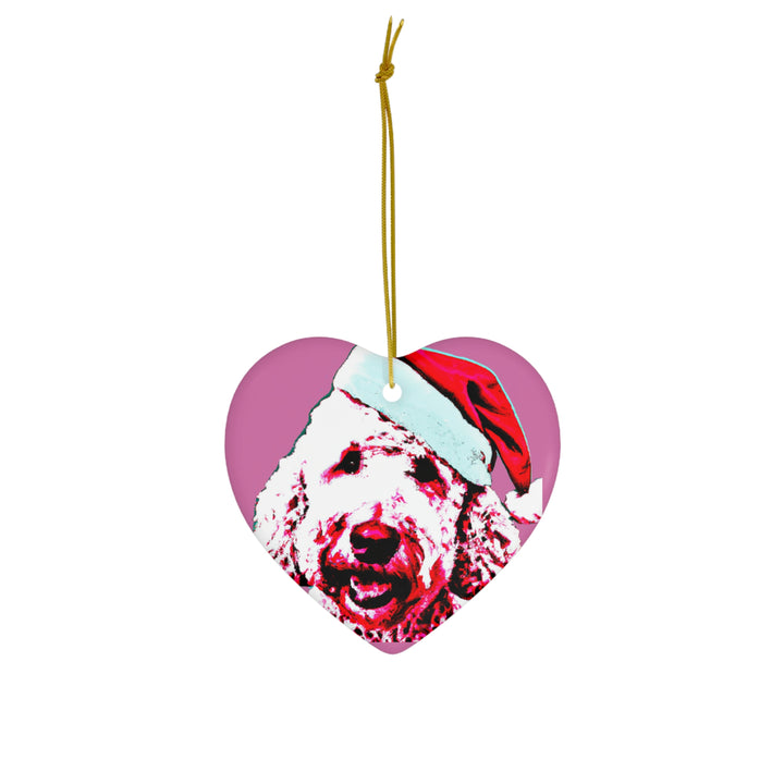 Golden Doodle Ceramic Heart Ornament