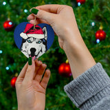 Siberian Husky Ceramic Heart Ornament