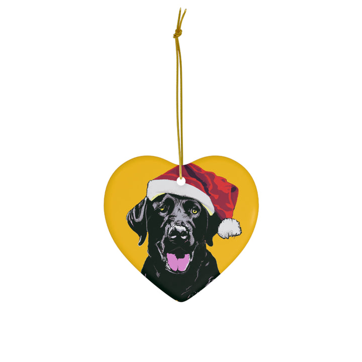 Chocolate Labrador Ceramic Heart Ornament