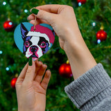 Boston Terrier Ceramic Heart Ornament