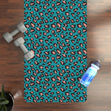 Hot Teal Leopard Rubber Yoga Mat