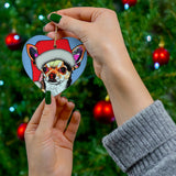 Chihuahua Ceramic Heart Ornament