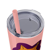 Meowy Star Skinny Tumbler with Straw