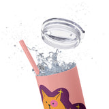 Meowy Star Skinny Tumbler with Straw